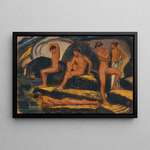 Boys bathing - Ludwig von Hofmann — framed artwork on a wall