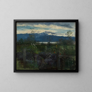 Gretchen at the Lake's Edge - Ludwig von Löfftz — framed artwork on a wall
