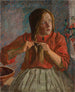 Girl braiding her hair - Ludwik Misky — artwork view