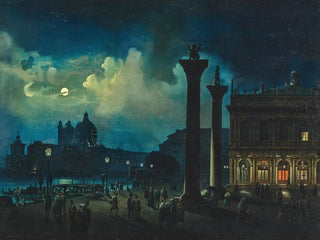 Venice, view of Santa Maria Salute in moonlight - Luigi Bartezago — artwork view