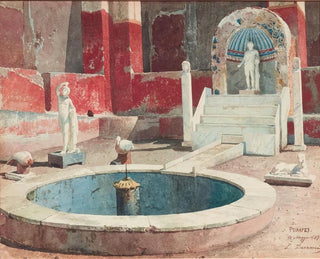 View in a house with atrium in Pompeii - Luigi Bazzani — artwork view