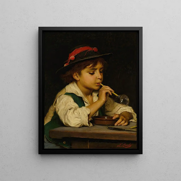 Making bubbles - Luigi Bechi — framed artwork on a wall
