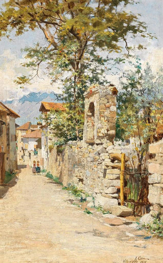 Luigi Cima - A Southern Street Scene with two Children.webp