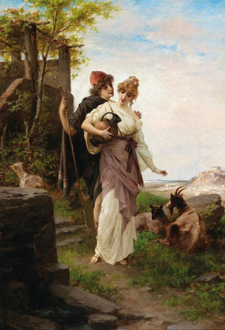 Luigi Crosio - A Bucolic Scene by the Fountain.webp