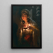 A young Turkish woman with an oil lamp - Luigi Crosio — framed artwork on a wall