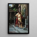 a loving couple with a borzoi under a statue of Pericles - Luigi Crosio — framed artwork on a wall