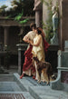 a loving couple with a borzoi under a statue of Pericles - Luigi Crosio — artwork view