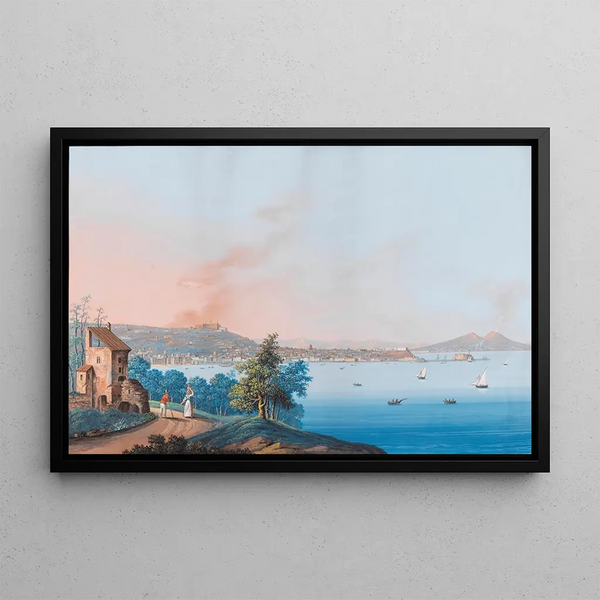 View of Naples from Posillipo - Luigi Del Giudice — framed artwork on a wall