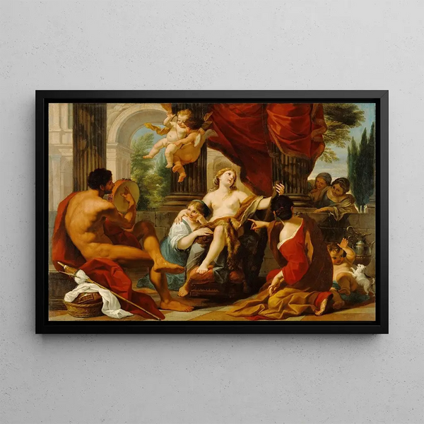 Hercules and Omphale - Luigi Garzi — framed artwork on a wall