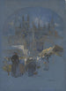 Une place de marché devant une cathédrale - Luigi Loir — artwork view