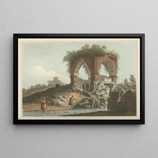 Fontaine des serpents - Luigi Mayer — framed artwork on a wall