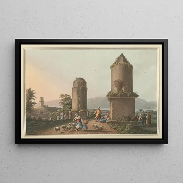 Monuments near Tortosa, Plate II - Luigi Mayer — framed artwork on a wall