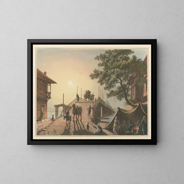 Petit pont - Luigi Mayer — framed artwork on a wall