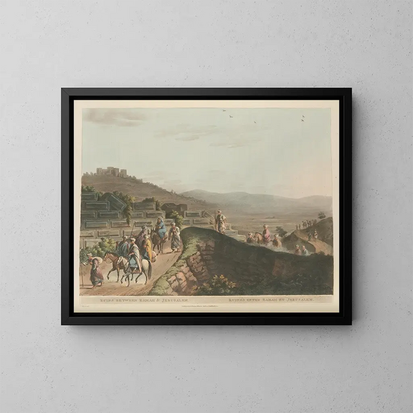Ruins between Ramah and Jerusalem - Luigi Mayer — framed artwork on a wall