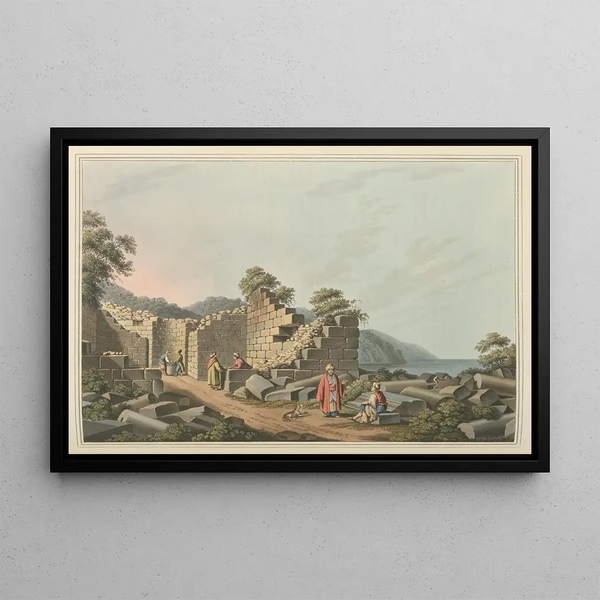 Ruins of an ancient temple at Samos - Luigi Mayer — framed artwork on a wall