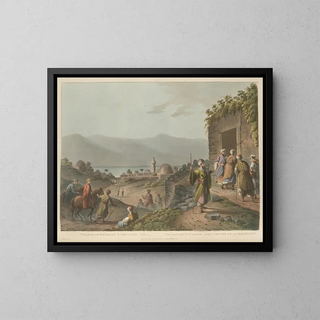 Village of Bethany and the Dead Sea - Luigi Mayer — framed artwork on a wall