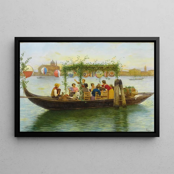 a festive dinner - Luigi Pastega — framed artwork on a wall