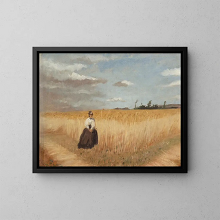 Woman in a Wheat Field - Luis Astete y Concha — framed artwork on a wall