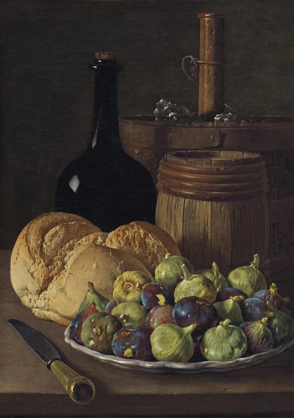 Still life with figs and bread - Luis Meléndez — framed artwork on a wall
