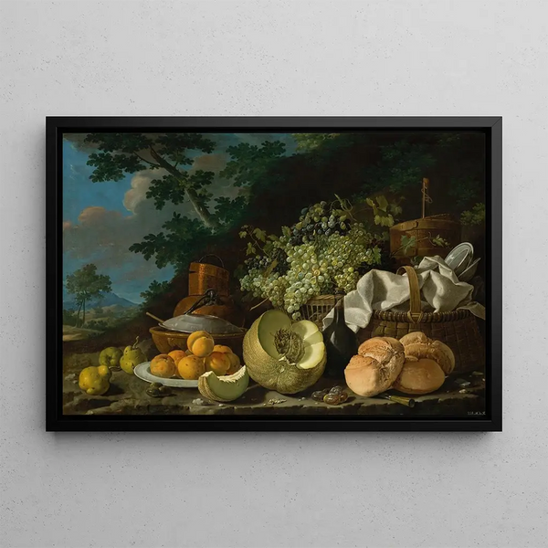 The Afternoon Meal La Merienda - Luis Meléndez — framed artwork on a wall