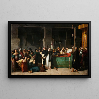 Les Funérailles de l'Inca Atahualpa - Luis Montero — framed artwork on a wall