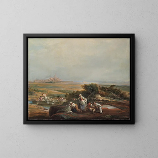 Vue du fragment de Fuenterrabia - Luis Paret y Alcázar — framed artwork on a wall