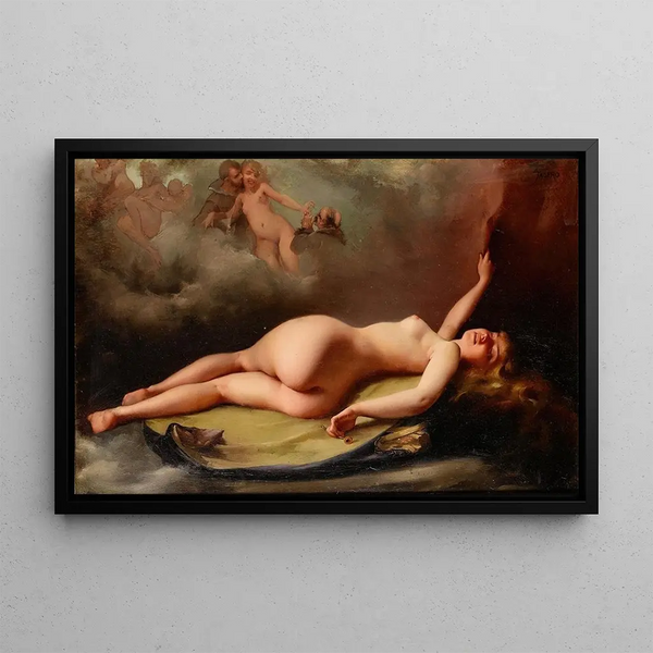 Nude reclining painting - Luis Ricardo Falero — framed artwork on a wall