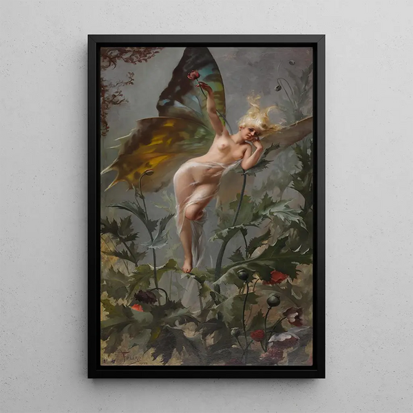 La fée du pavot - Luis Ricardo Falero — framed artwork on a wall