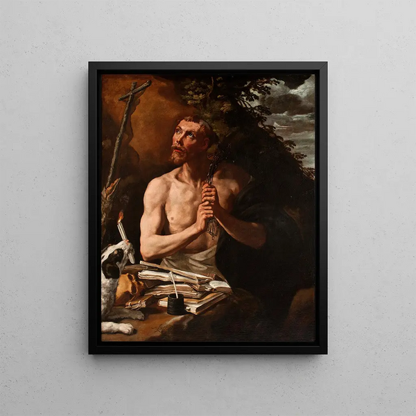 Saint Dominique en pénitence - Luis Tristán — framed artwork on a wall