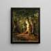 Forest scene painting with deer - Luitpold Faustner — framed artwork on a wall