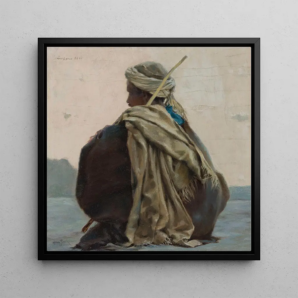 Luxor Arab Sitting Three-Quarter Back - Henry Brokman — framed artwork on a wall
