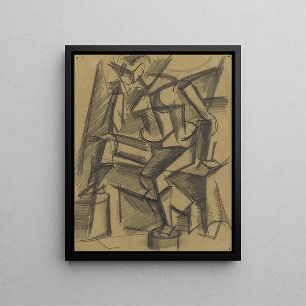 Nude Sitting without Title - Lioubov Popova — framed artwork on a wall
