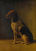 Sitting Dog Painting - M Gurcin — framed artwork on a wall