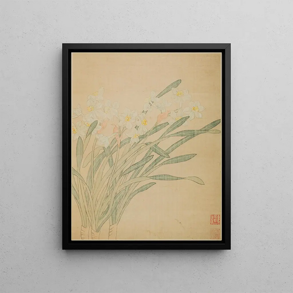 Narcissus Painting - Ma Yuanyu — framed artwork on a wall