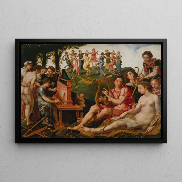Apollon et les Muses - Maarten van Heemskerck — framed artwork on a wall