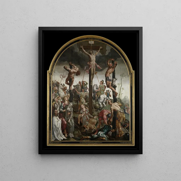 Calvaire Painting - Maarten van Heemskerck — framed artwork on a wall