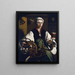 Portrait of a Lady Spinning - Maarten van Heemskerck — framed artwork on a wall