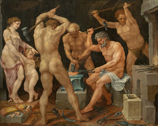 Venus and Cupid in Vulcan's workshop - Maarten van Heemskerck — artwork view