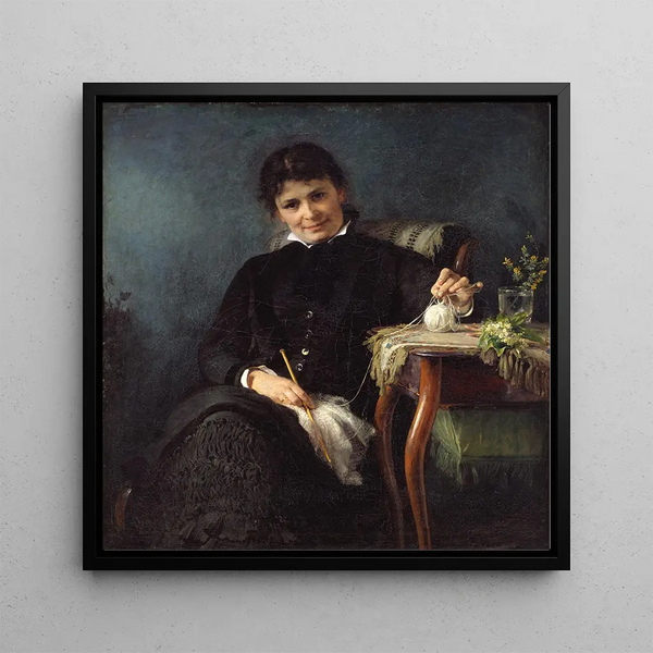 Madame Anna Seekamp, the artist's sister - Bertha Wegmann — framed artwork on a wall