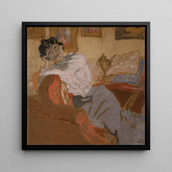 Madame Hessel on the sofa - Édouard Vuillard — framed artwork on a wall