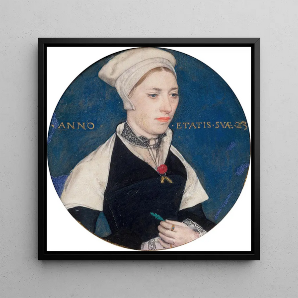 Madame Jane Small - Hans Holbein the Younger — framed artwork on a wall