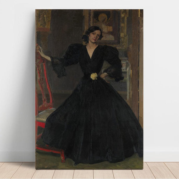 Reproduction of the painting Madame Sorolla (Clotilde García del Castillo, 1865-1929) in black - Joaquín Sorolla