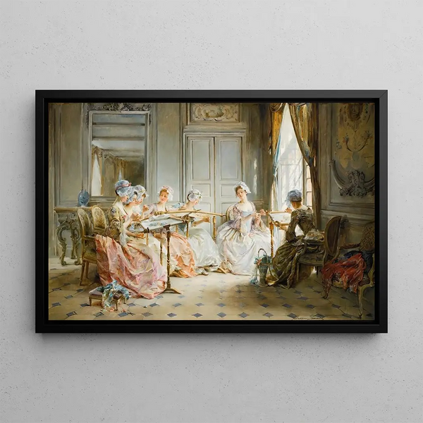 La classe de broderie - Madeleine Jeanne Lemaire — framed artwork on a wall