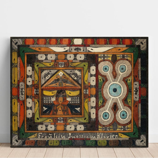 Reproduction of the painting Mademoiselle Iness, at the piano - Adolf Wölfli