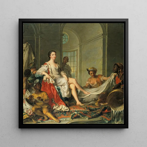 Mademoiselle de Clermont en sultane - Jean-Marc Nattier — framed artwork on a wall