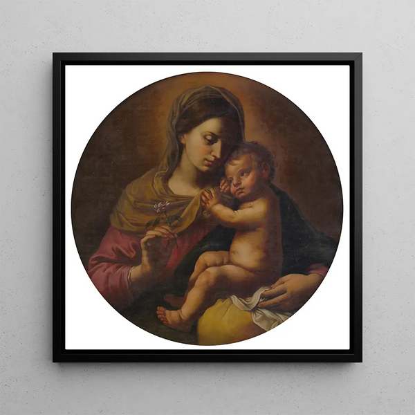 Madonna and Child - Simone Cantarini — framed artwork on a wall