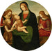 Madonna and Child with the Young Saint John the Baptist and Two Angels - Master of the Greenville Tondo — displayed in an interior