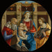 Madonna and Child with a Male Saint, Catherine of Alexandria, and a Donor - Michelangelo di Pietro Membrini — displayed in an interior