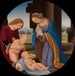 Madonna adorant l'Enfant avec le Saint Enfant Jean-Baptiste et un Ange - Lorenzo di Credi — displayed in an interior