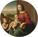 Madonna and Child with Saint John the Baptist Child - Master of the Lamentation of Scandicci — displayed in an interior